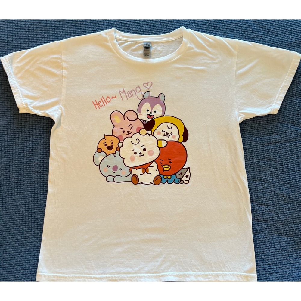 BT21 Hello Mang Characters Graphic T-Shirt White Large Kpop Korean‎ Pop